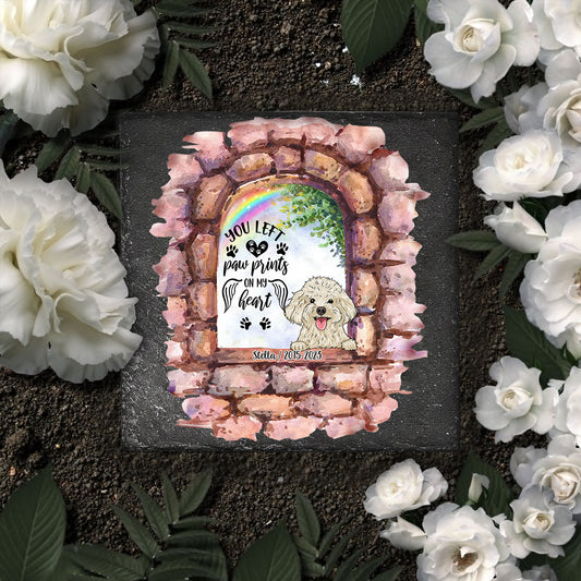 Nicht mehr an meiner Seite – Personalisierter quadratischer Stein in Hundeform