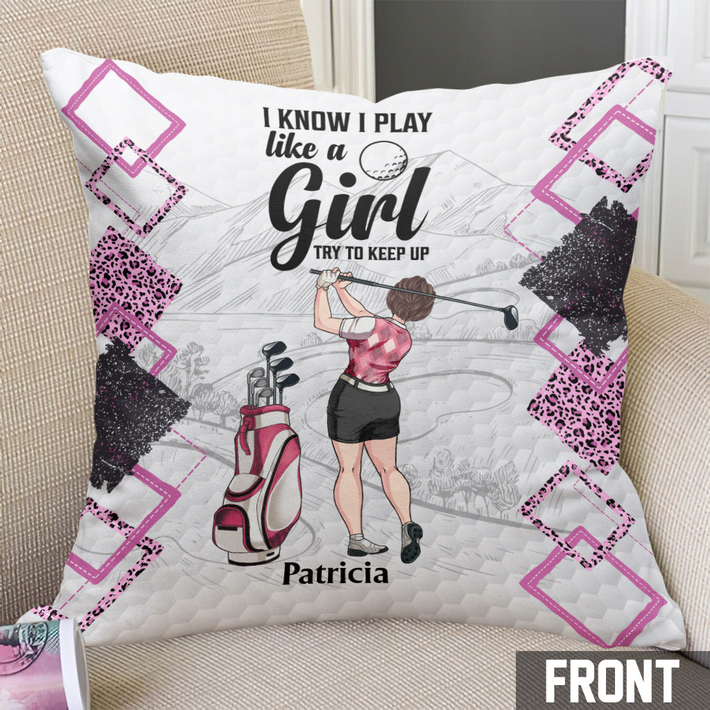 Golf Instruction - Golf gift for her, girlfriend, wife, daughter - Personalized Throw Pillow