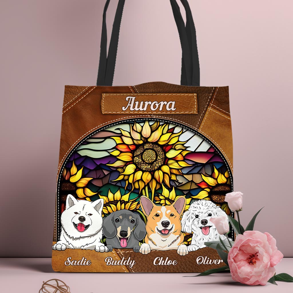 Du bist mein Sonnenschein Sonnenblumen-Buntglas - Personalisierte Hunde-Tragetasche