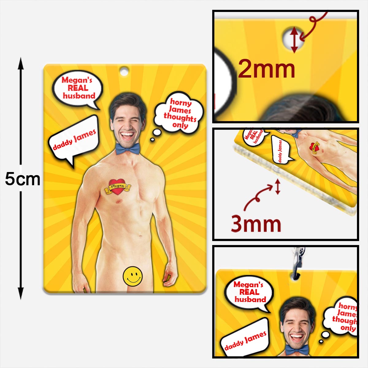 Der Mann, der Mythos, die Legende – Personalisierter Schlüsselanhänger für Ehepaare