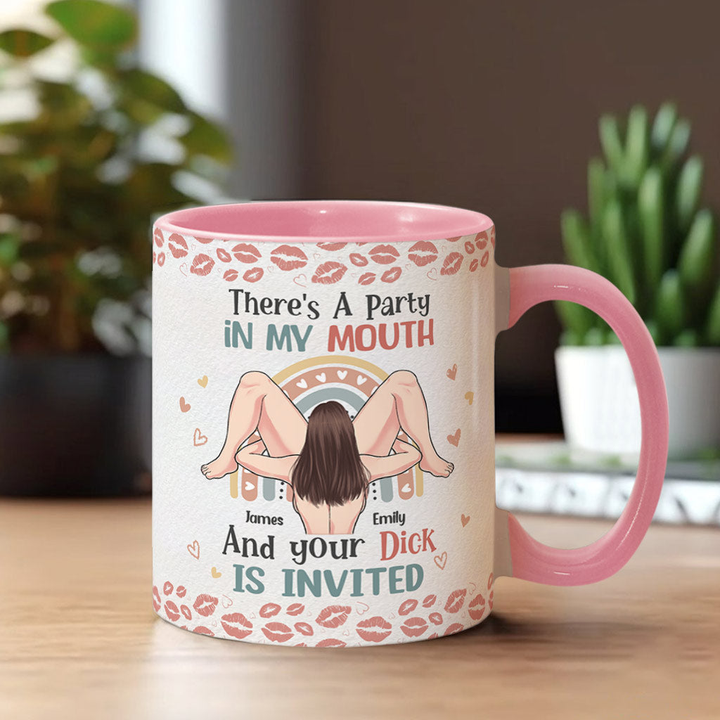 There Is A Party In My Mouth - Personalized Couple Accent Mug