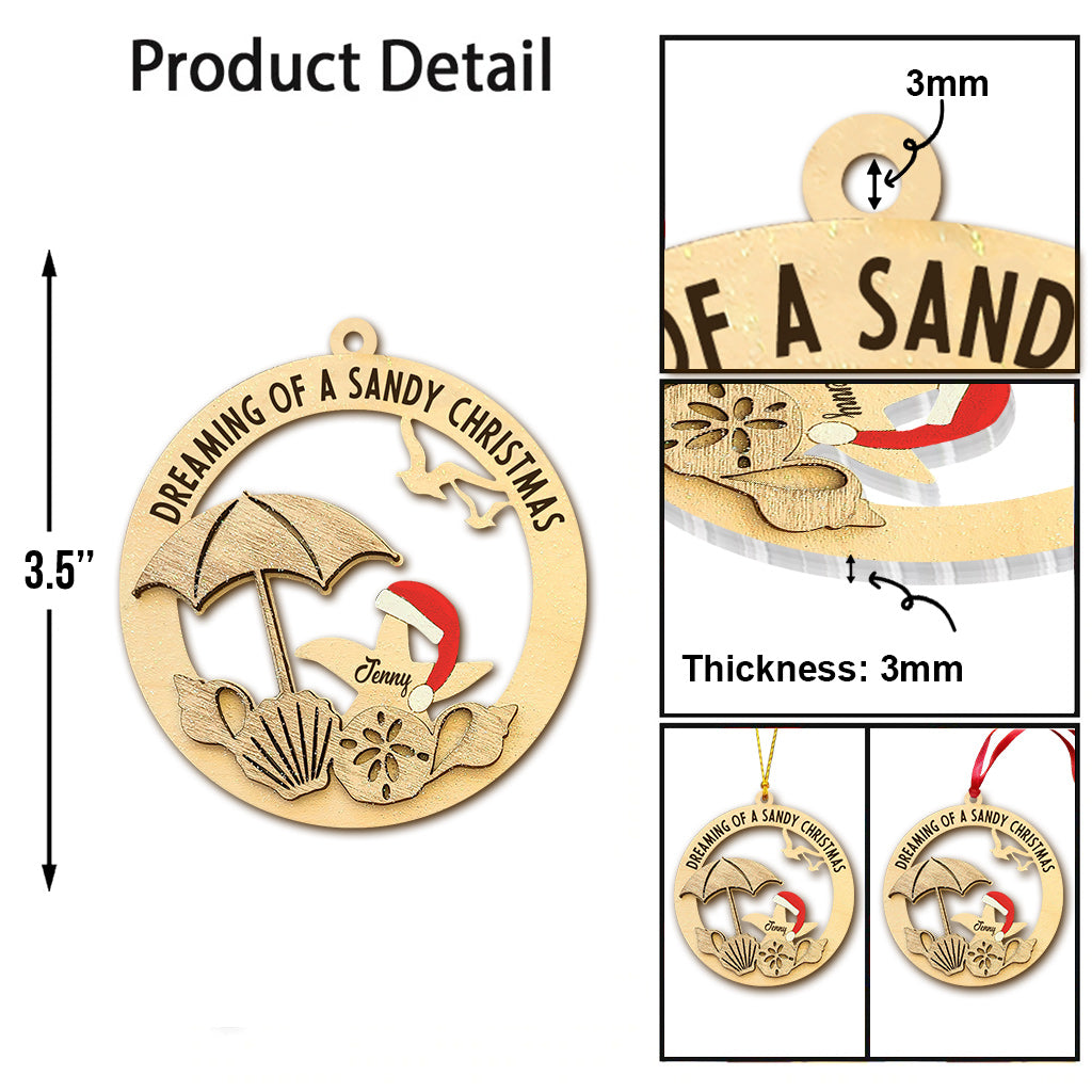 Dreaming White Sand Christmas - Personalized Sea Lover Ornament