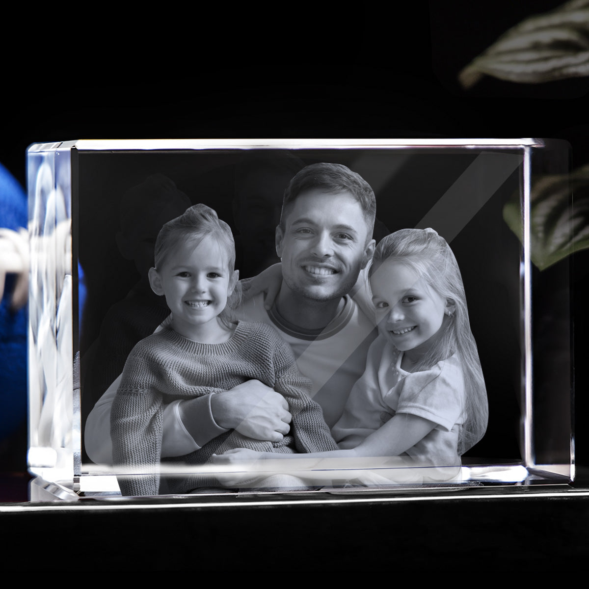Custom Photo - Personalized Step Dad Laser Engraving 3D Cuboid Shaped Crystal Lamp