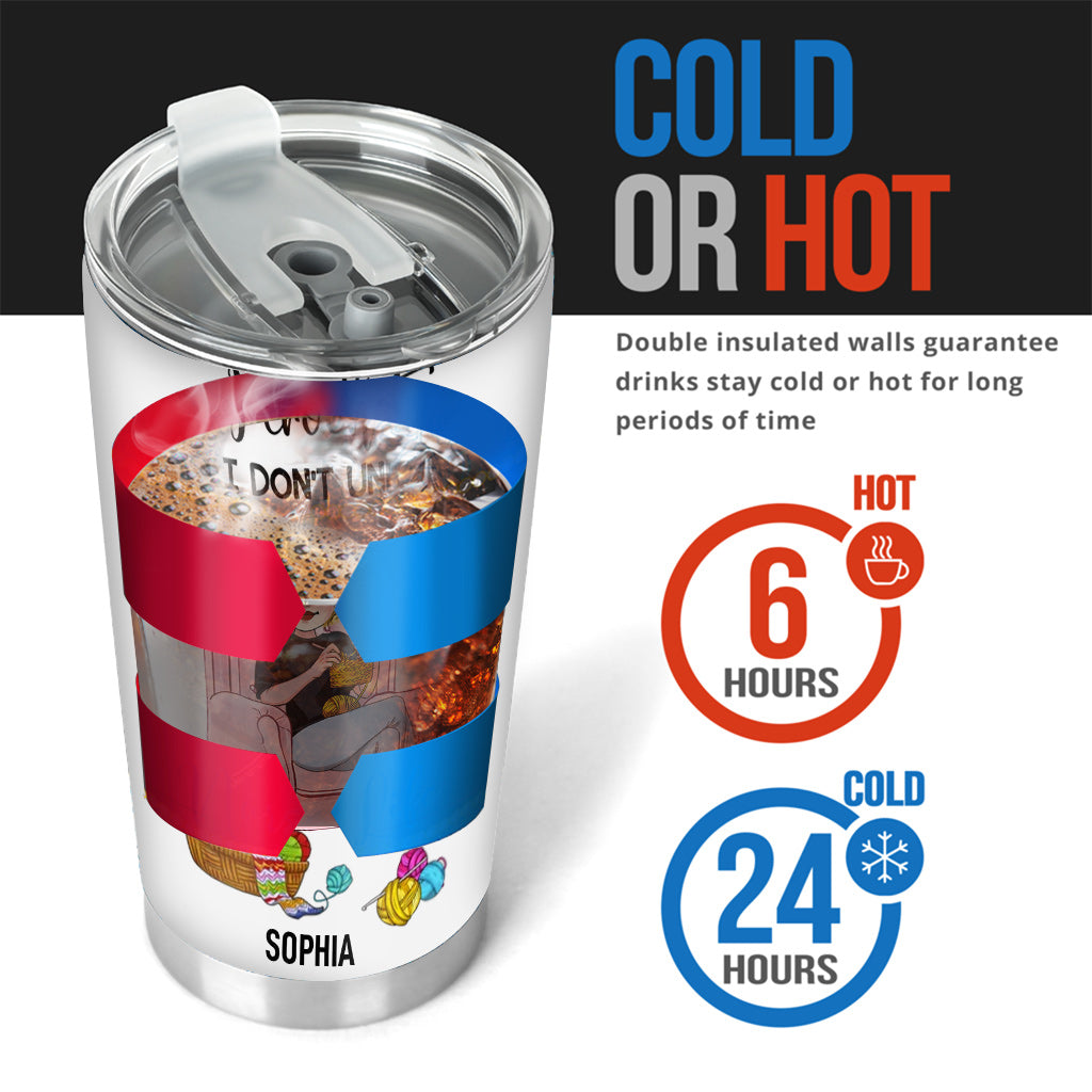 Ich häkle, damit ich nicht aufribbele – personalisierter Häkelbecher