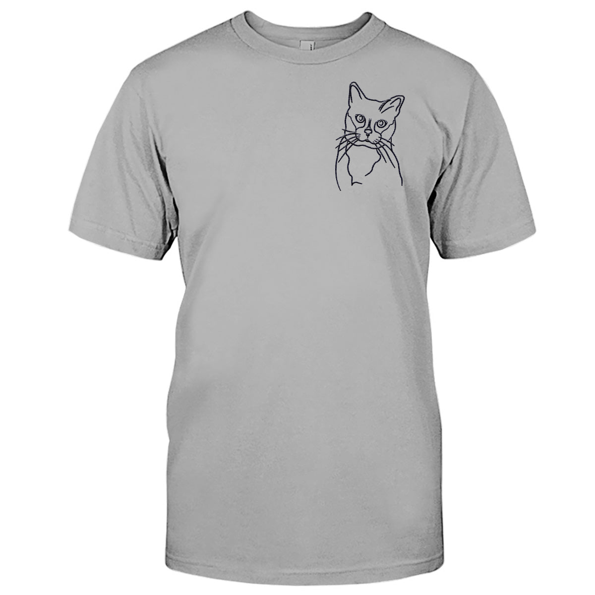 Individuelle Linienzeichnung – Personalisiertes T-Shirt mit Katzenstickerei