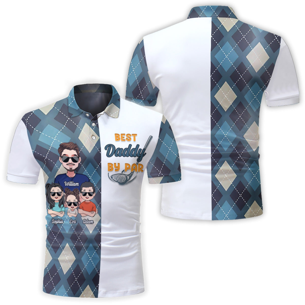 Opas Glückspolo – Golfgeschenk für Papa, ihn, Freund, Ehemann, Opa, Onkel – Personalisiertes Poloshirt