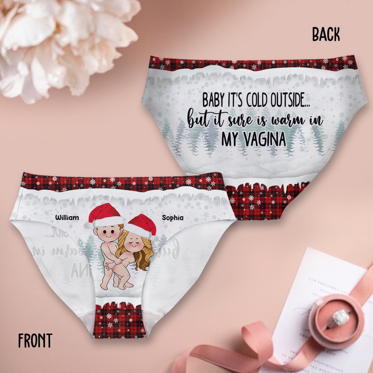 Baby It's Cold Outside - Personalized Couple Women Briefs