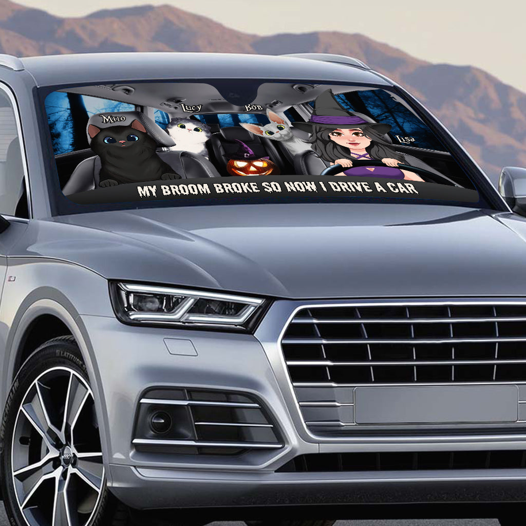 Mein Besen ist kaputt – Personalisierte Auto-Sonnenblende im Hexenstil