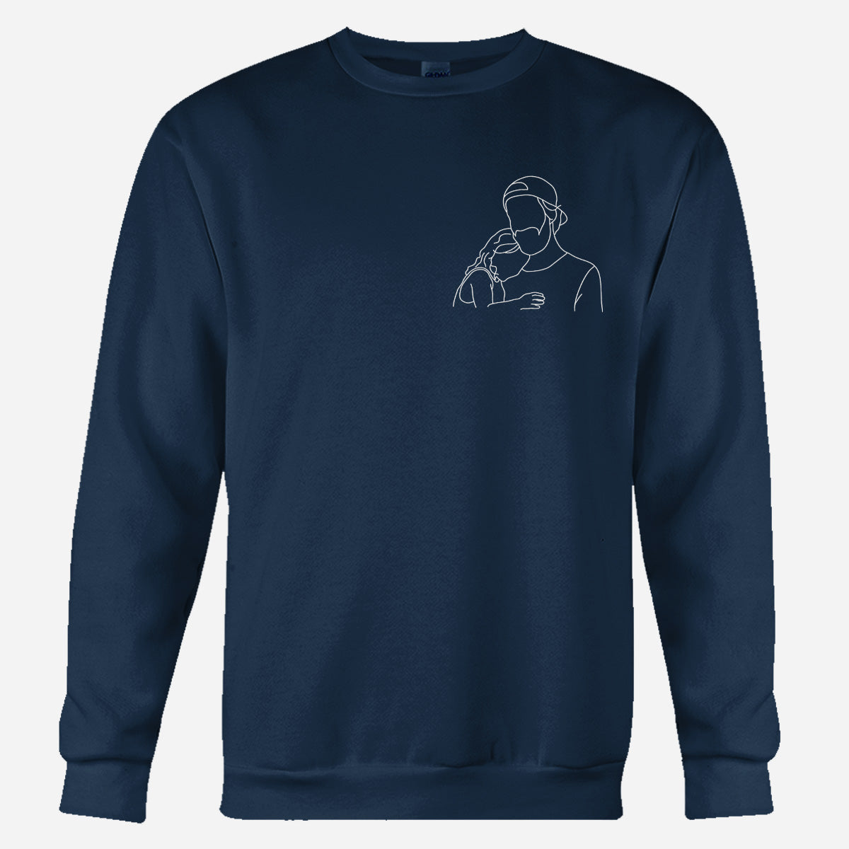 Custom Line Art - Personalized Step Dad Embroidered Sweater