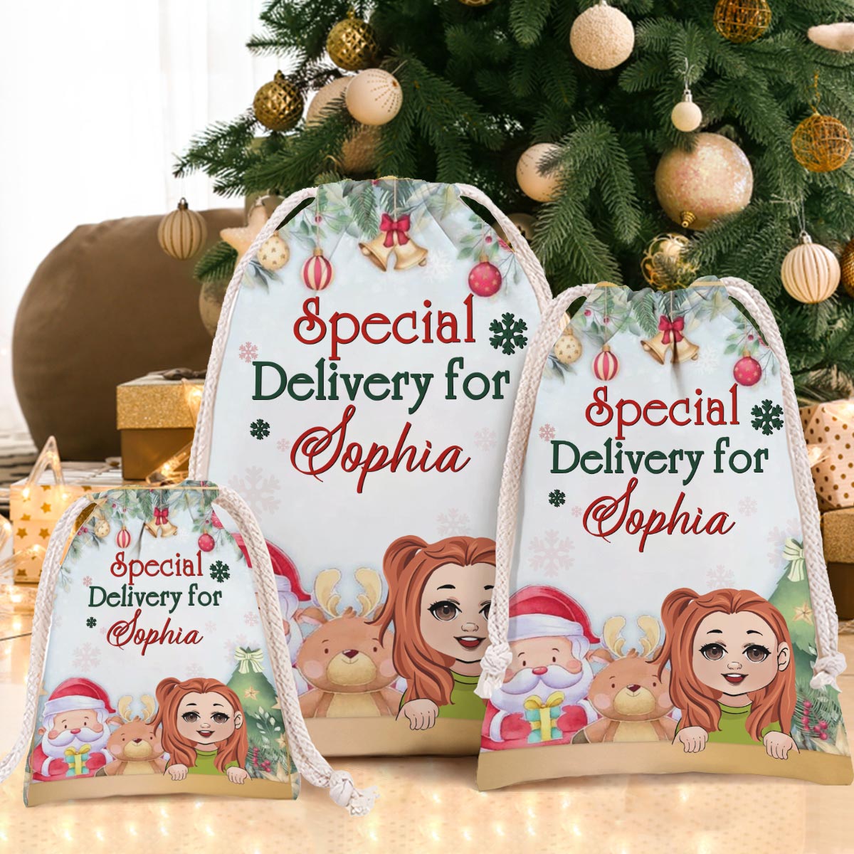 Sonderlieferung – Personalisierter Familien-Tragebeutel mit Kordelzug