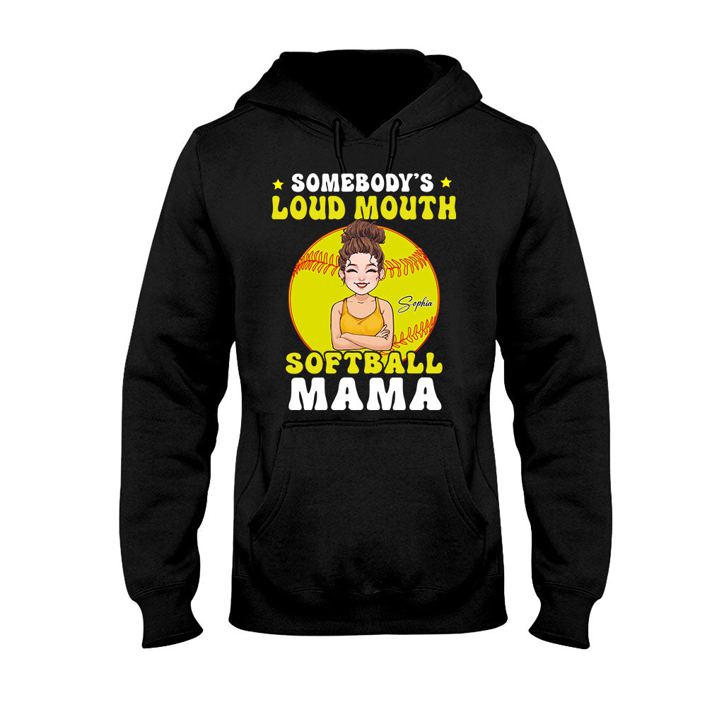 Softball-Mama mit lauter Klappe – Personalisiertes Softball-T-Shirt und Hoodie