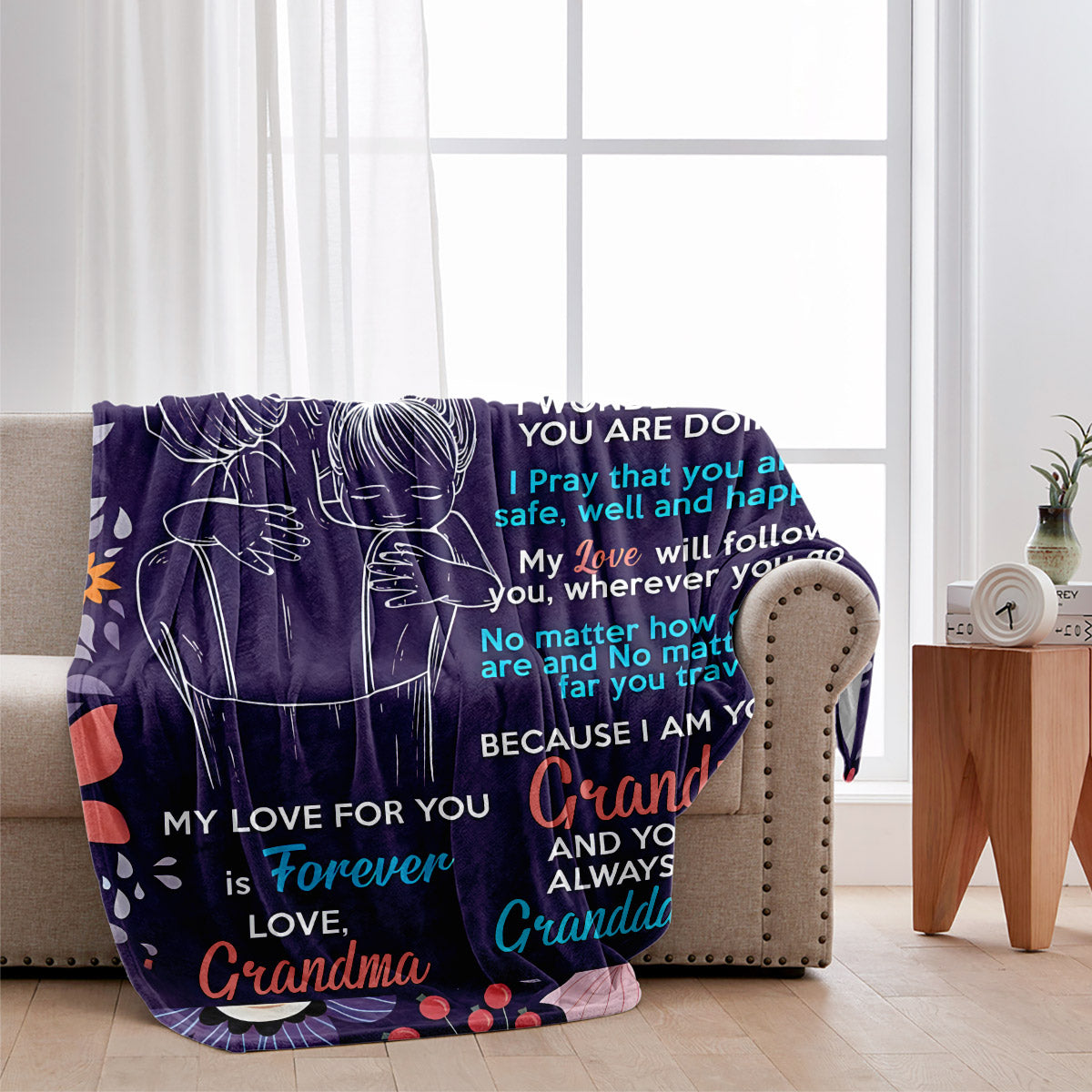 Du wirst immer meine Enkelin bleiben – personalisierte Oma-Decke