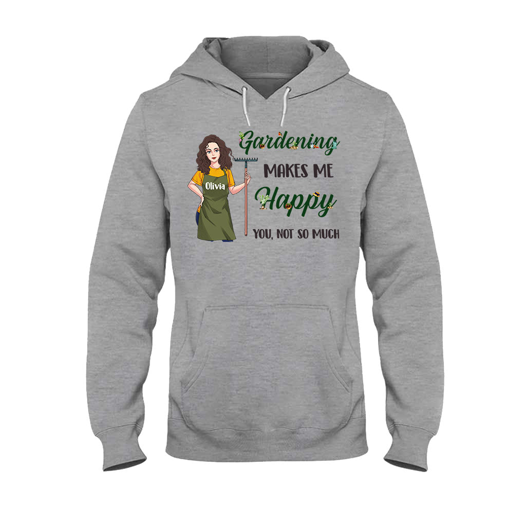 Gärtnern macht mich glücklich – Personalisiertes Garten-T-Shirt und Hoodie