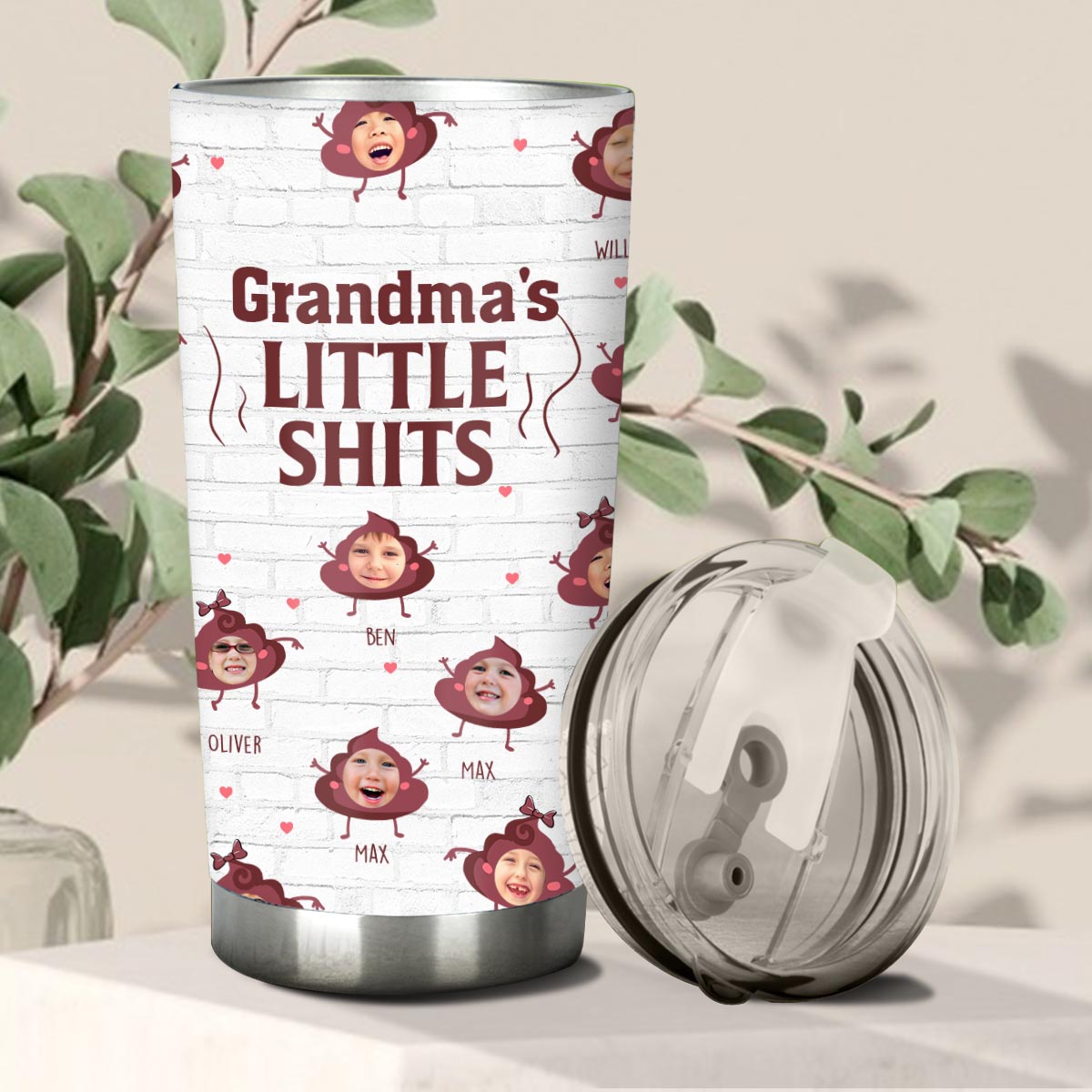 Daddy Little Shits – Geschenk für Papa, Oma, Opa, Mama, Onkel, Tante, Bruder, Schwester – Personalisierter Trinkbecher