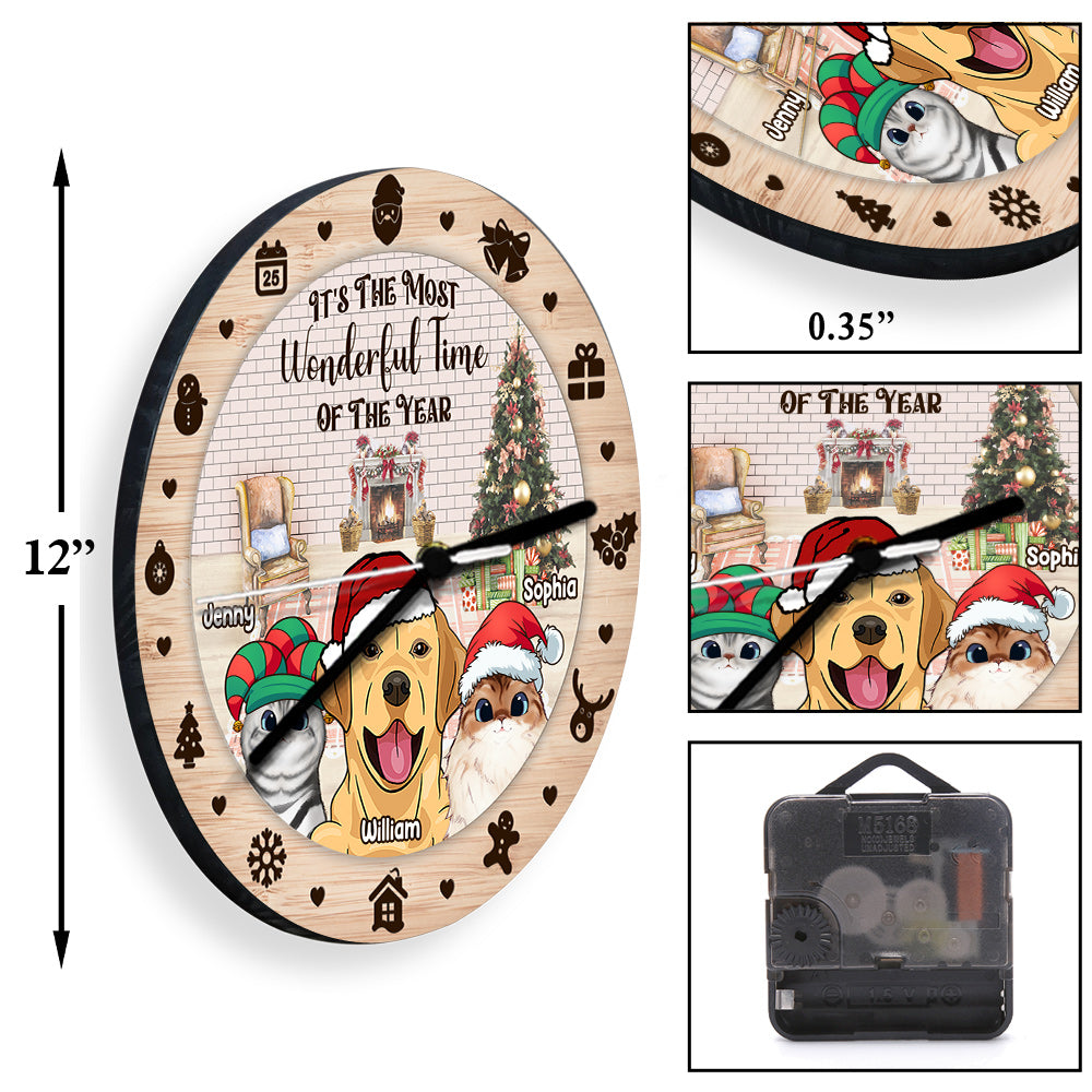 Die schönste Zeit des Jahres – personalisierte Katzen-Wanduhr