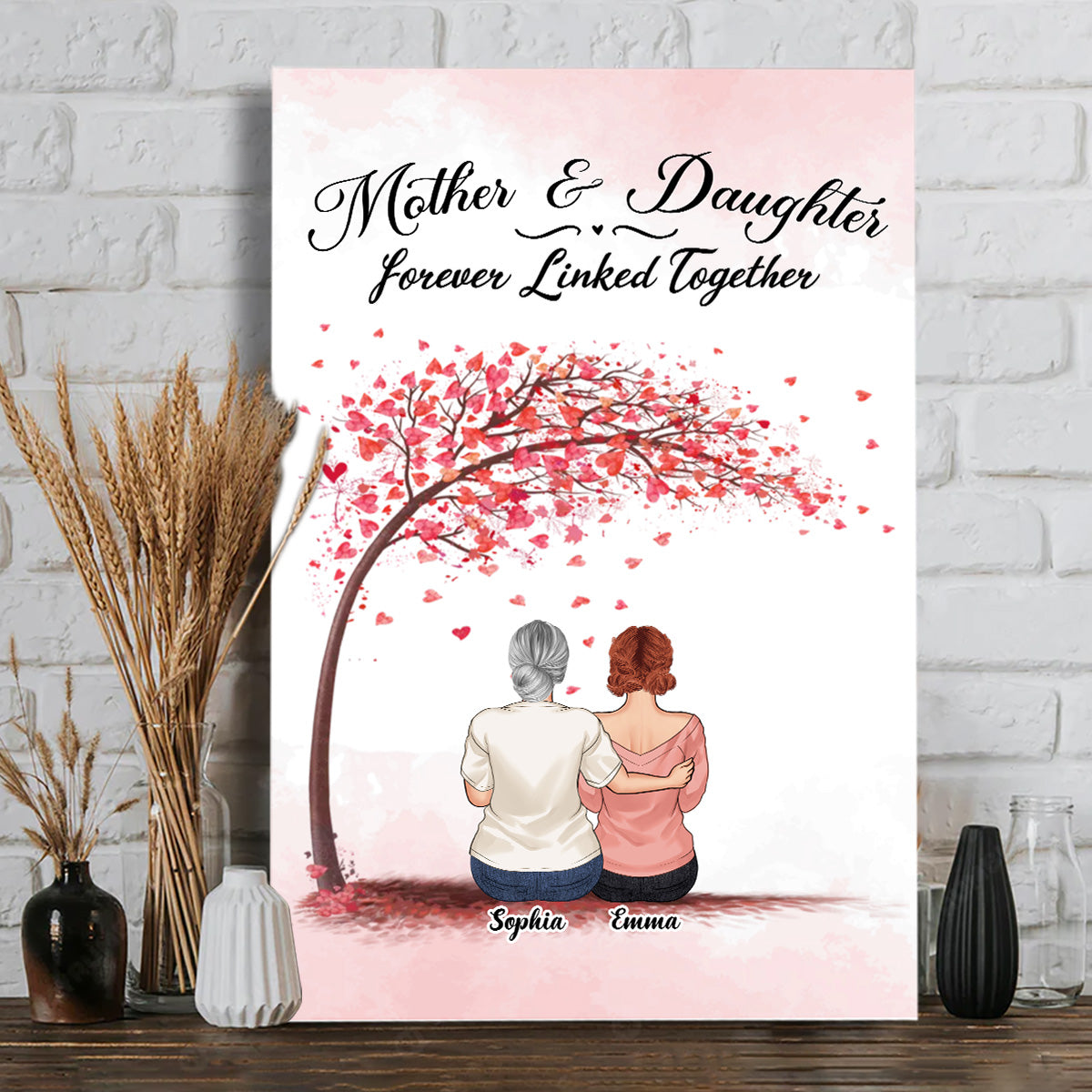 Für immer verbunden – Geschenk für Mama, Tochter, Sohn – Personalisierte Leinwand und Poster