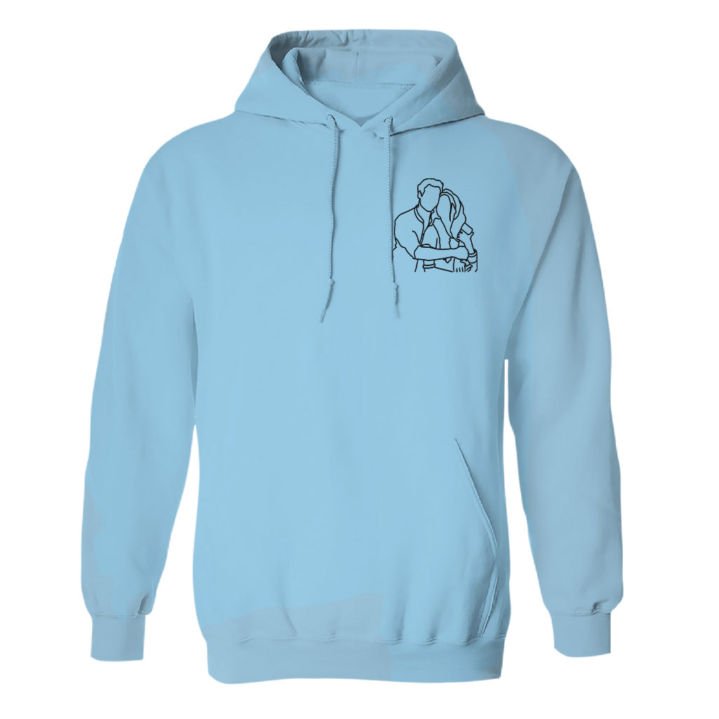 Individuelle Linienzeichnung – Personalisierter, bestickter Hoodie für Paare