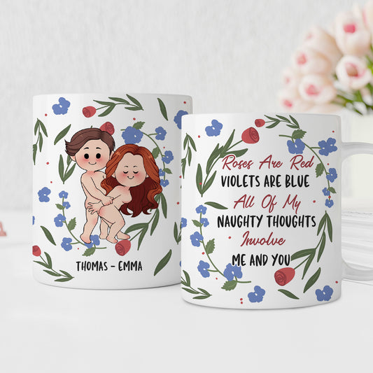 Rosen sind rot, Veilchen sind blau – Personalisierte Tasse für Paare