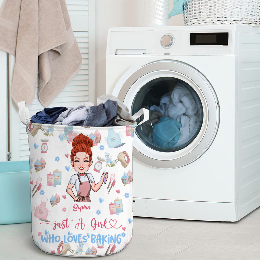 Einfach ein Mädchen, das Backen liebt – personalisierter Aufbewahrungskorb für Backwaren