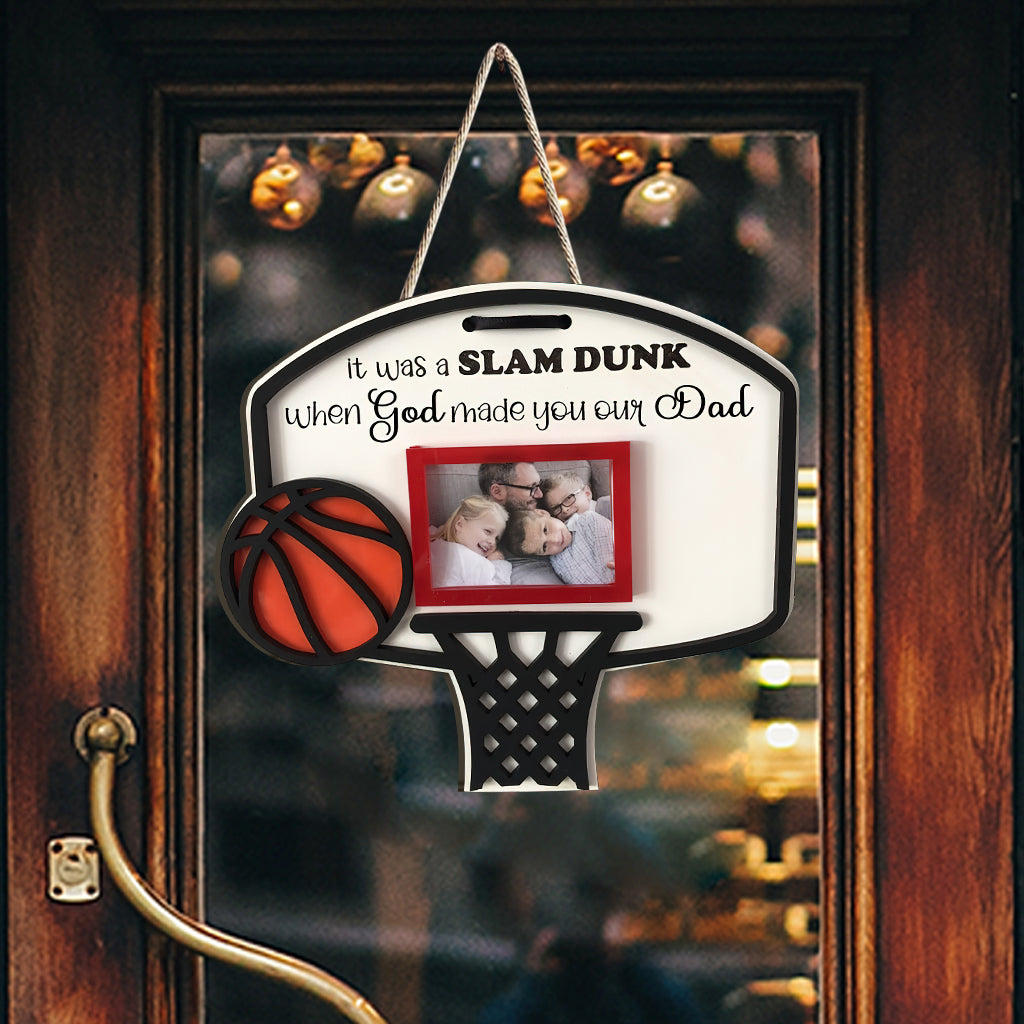 Basketball-Papa – Personalisiertes, individuell geformtes Basketball-Holzschild