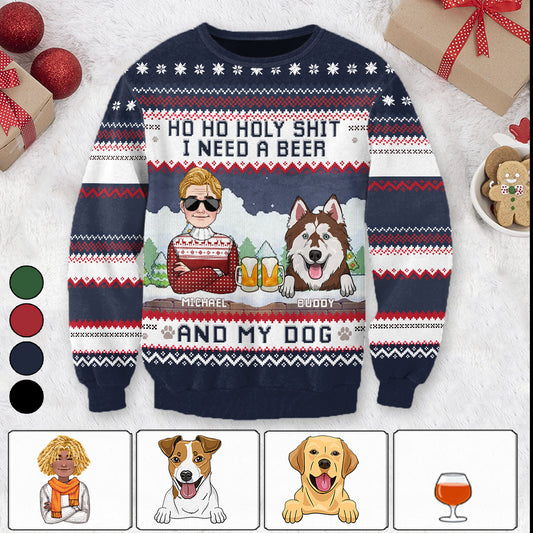 Ich brauche Bier und meinen Hund – personalisierter Hundepullover