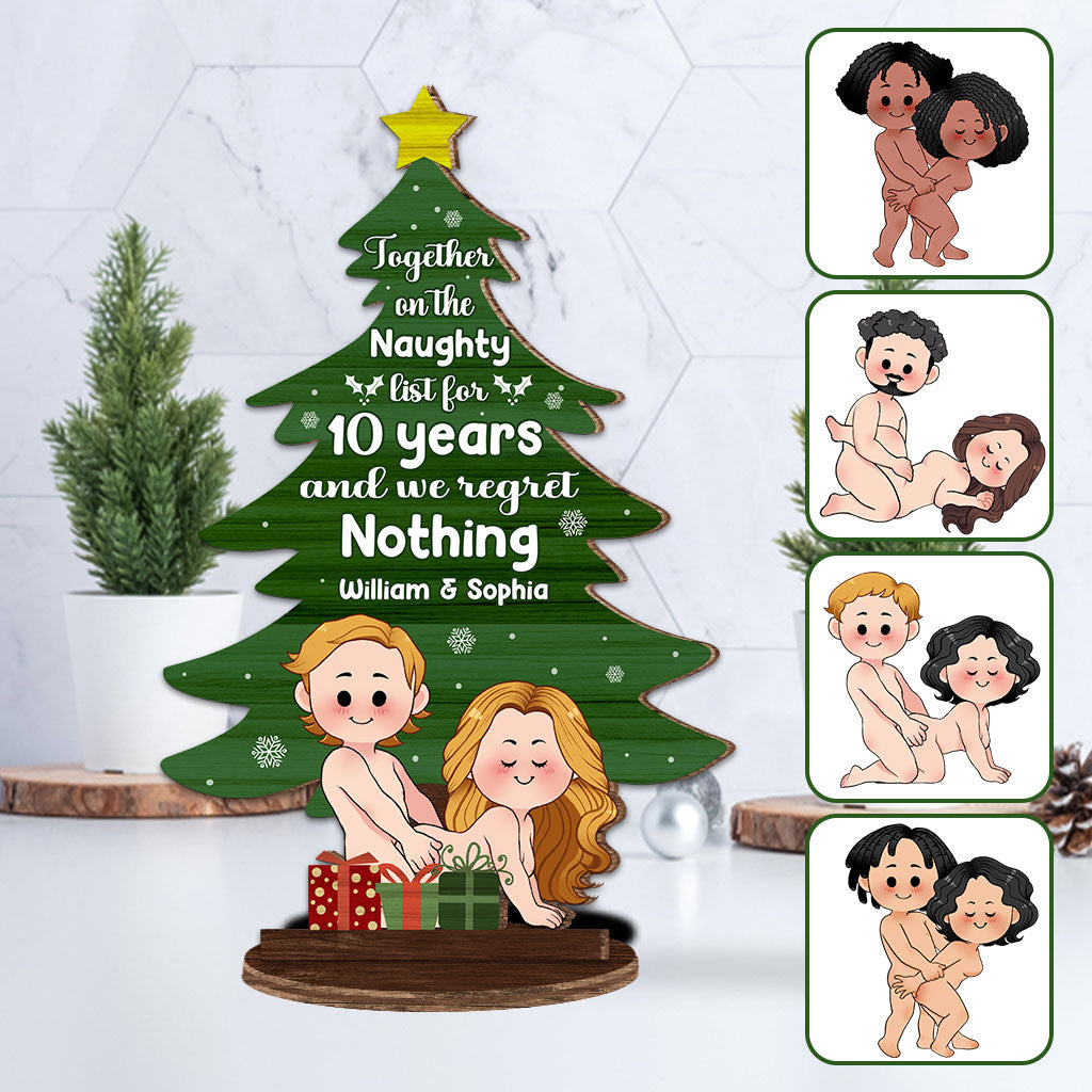 Together On The Naughty List For Years - gift for wife, boyfriend, husband, girlfriend - Personalized Freestanding Wood Plaque
