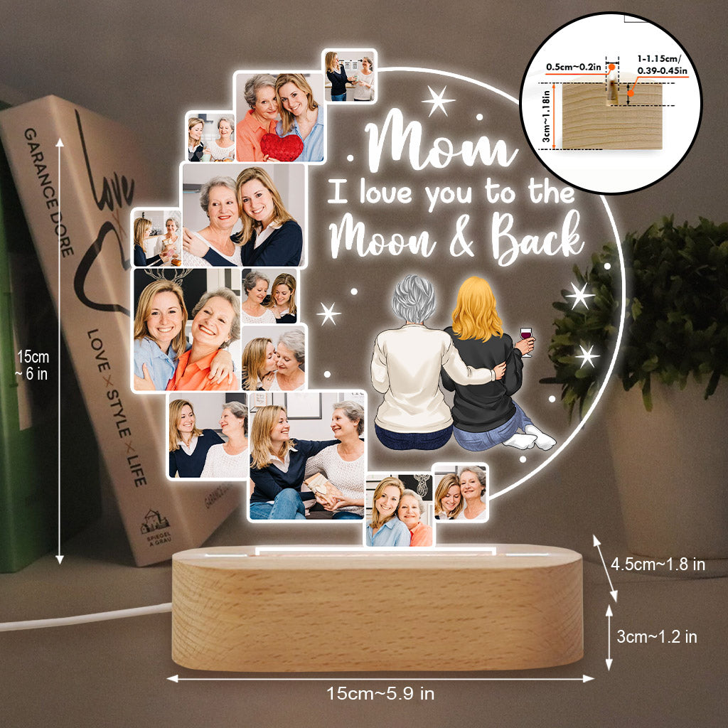 Ich liebe dich bis zum Mond und zurück – Personalisierte, mutterförmige Plakettenleuchte
