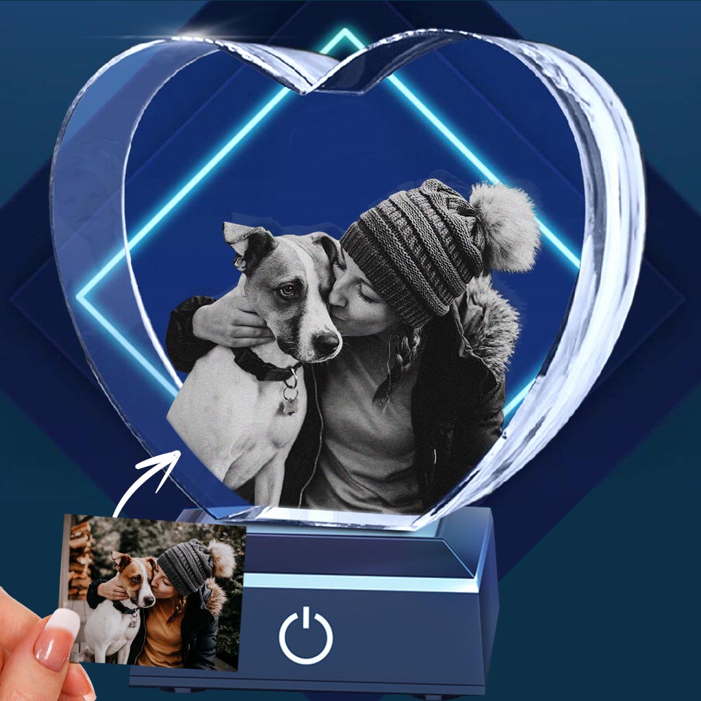 In liebevoller Erinnerung – Geschenk für Hunde- und Katzenliebhaber – Personalisierte 3D-Herz-Kristalllampe mit Lasergravur