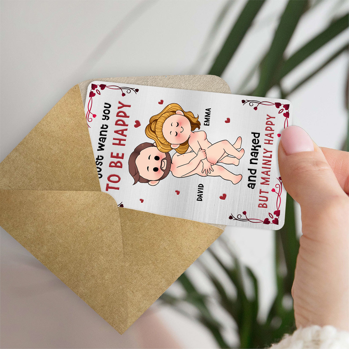 Lieblingssong als scannbarer QR-Code – Personalisierte Einsteckkarte für die Geldbörse eines Paares