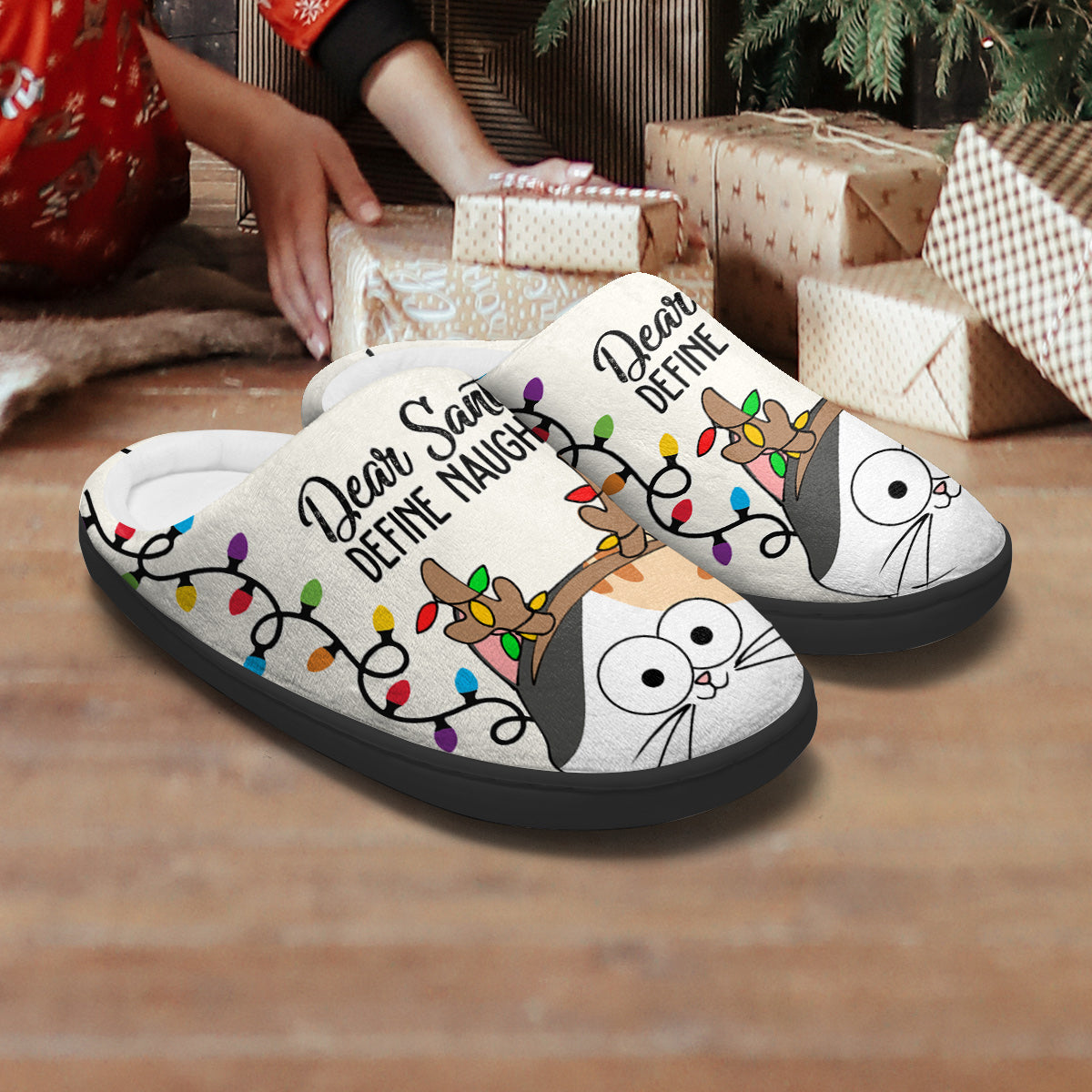 Lieber Weihnachtsmann, was heißt unartig? – Personalisierte Katzenpantoffeln