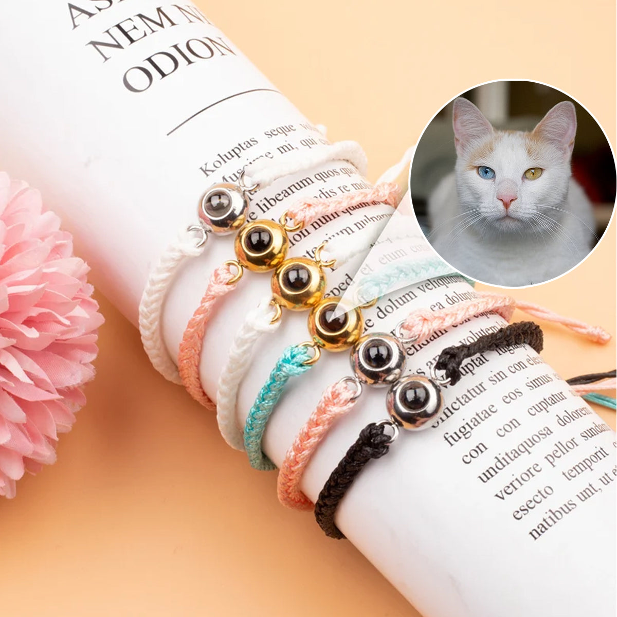 Katzenliebhaber - Personalisiertes Armband mit Katzenprojektion