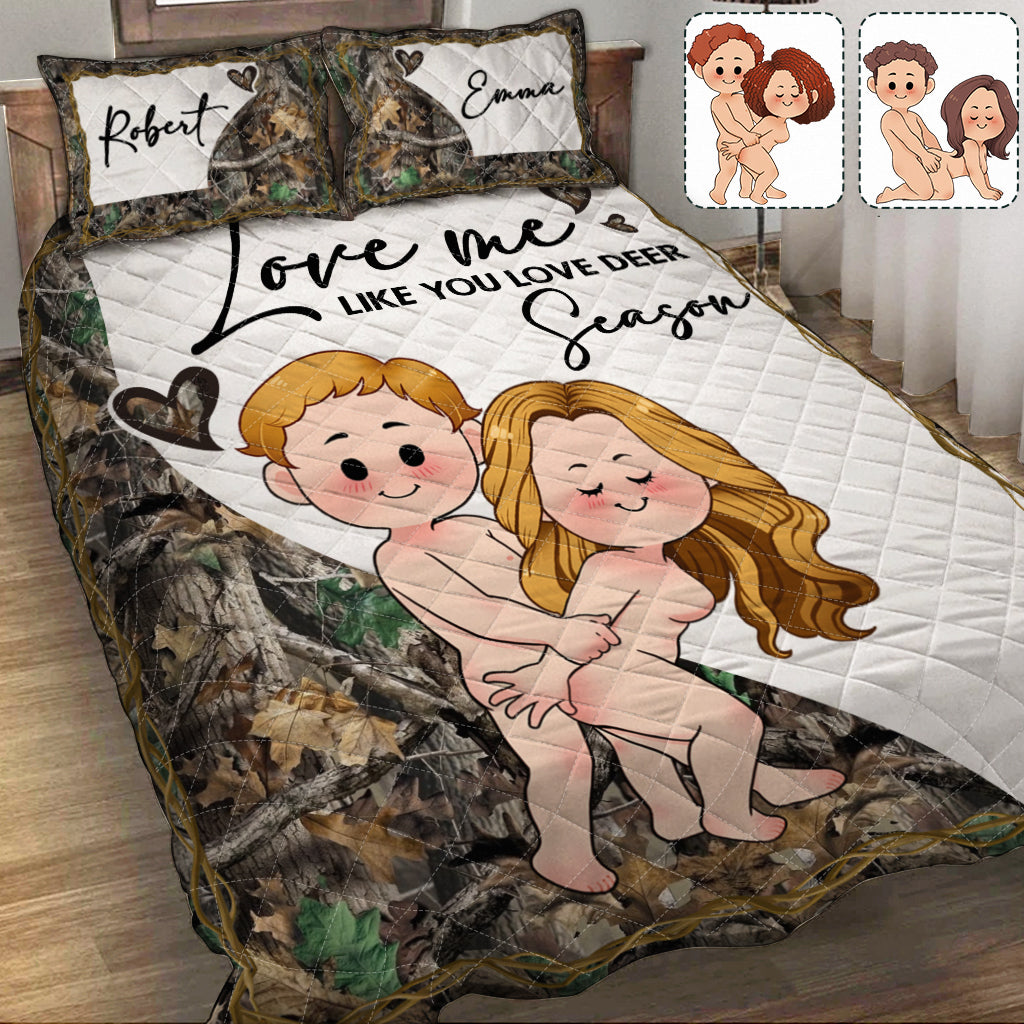Liebe mich wie du die Hirschsaison liebst - Personalisiertes Jagd-Quilt-Set