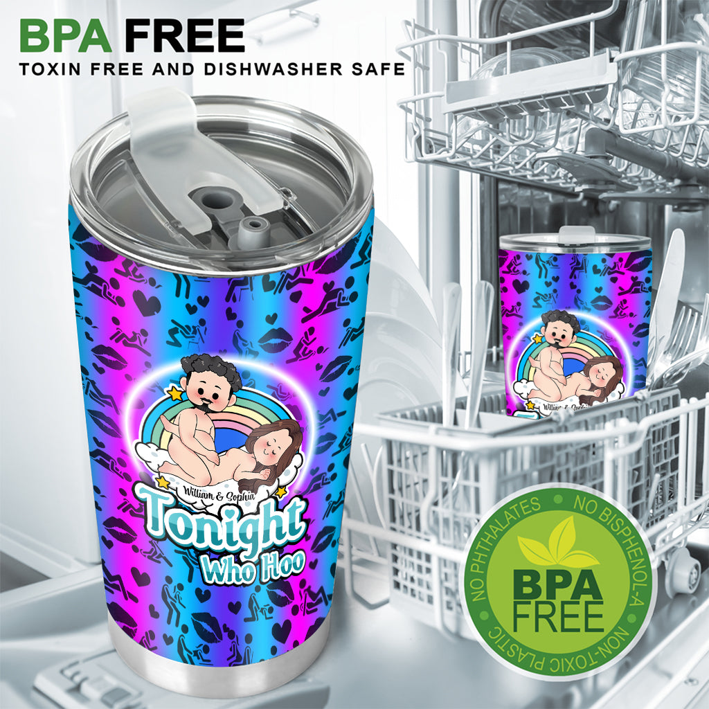 Heute Abend Who Hoo - Personalisierter Paar-Trinkbecher