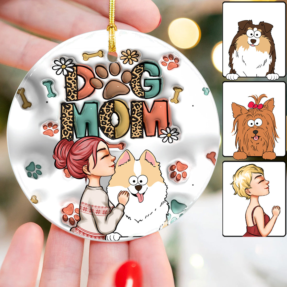 Aufblasbare Hunde- und Katzenmama-Anhänger – Geschenk für Hunde- und Katzenliebhaber – Personalisierte Keramik-Kreisfigur