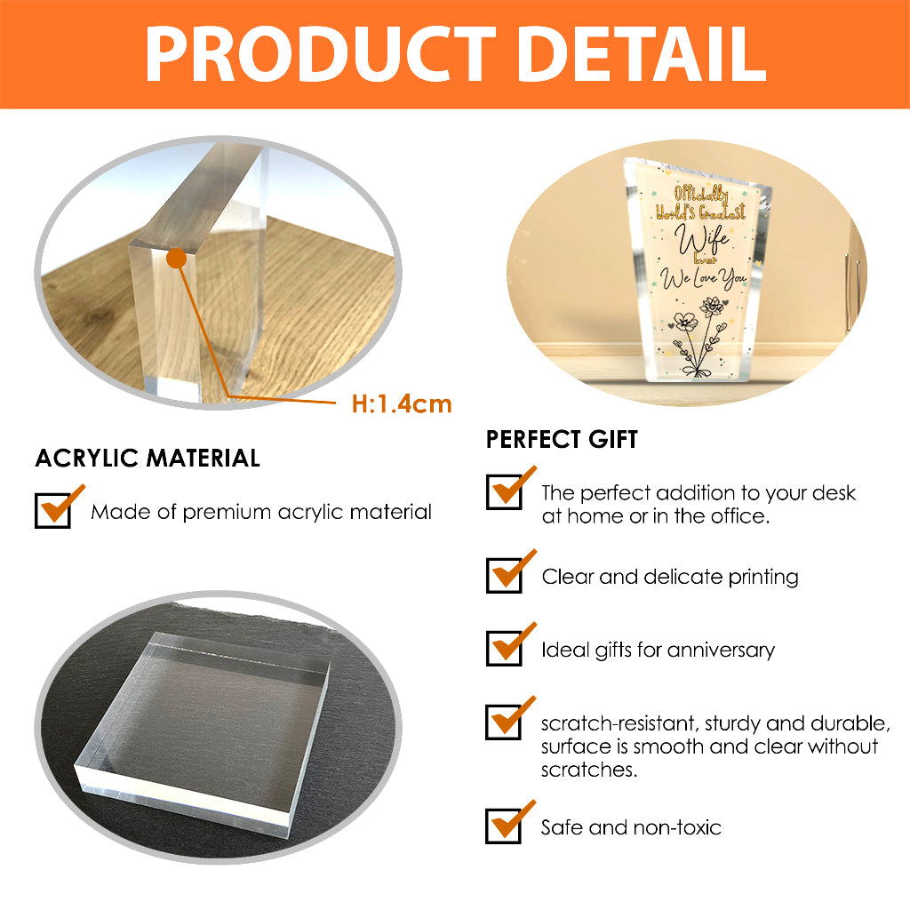 Offiziell die beste Mama der Welt – Geschenk für Mama, Oma, Ehefrau, Papa, Opa, Ehemann – Personalisierte Acrylplakette in individueller Form