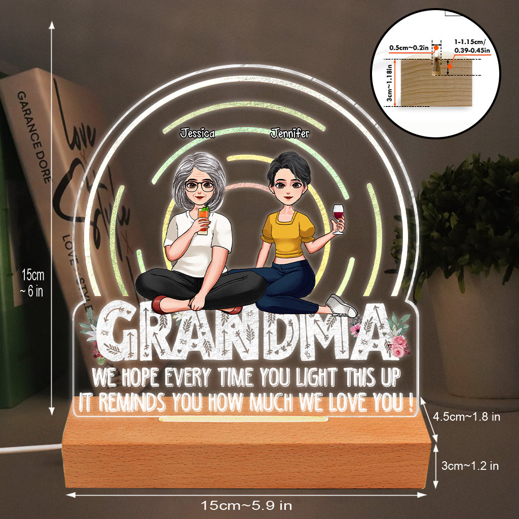 Wir hoffen, dass Sie jedes Mal Freude daran haben, wenn Sie die Lampe anzünden – Geschenk für Mama, Oma – Personalisierte, geformte Lampenfassung
