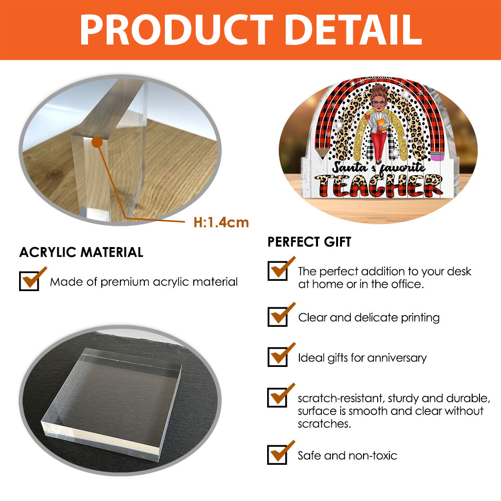 Santa's Favorite Teacher - Personalized Teacher Custom Shaped Acrylic Plaque