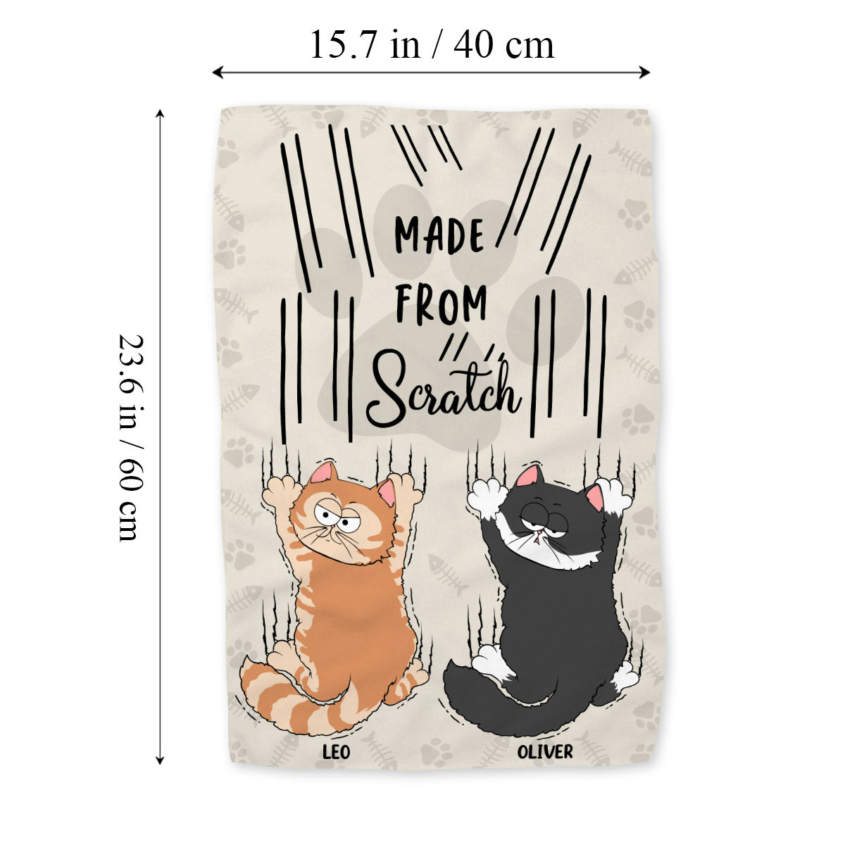 Handgemachtes, personalisiertes Katzenhandtuch