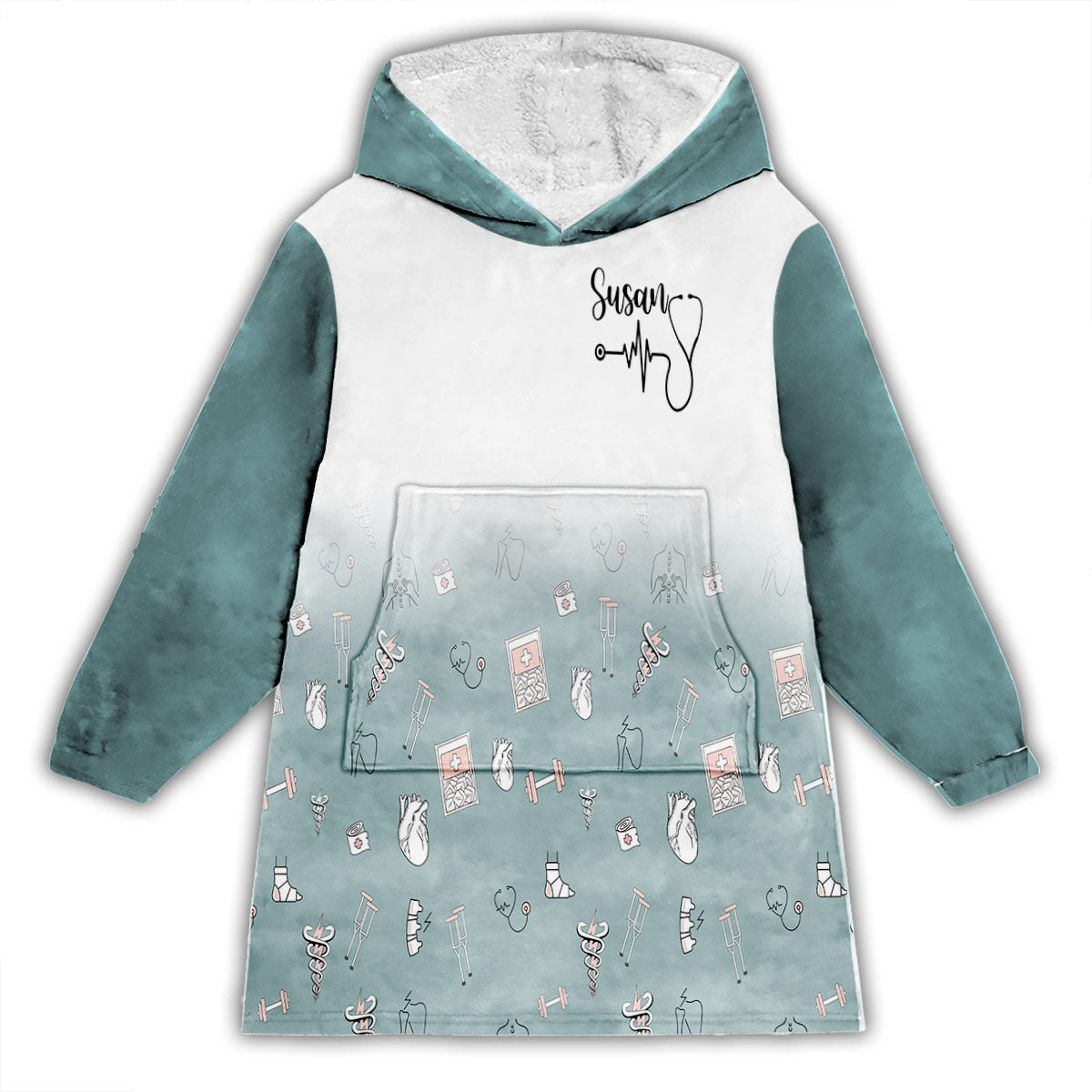 Krankenschwesterjacke – Personalisierter Krankenschwester-Hoodie mit Deckenmotiv