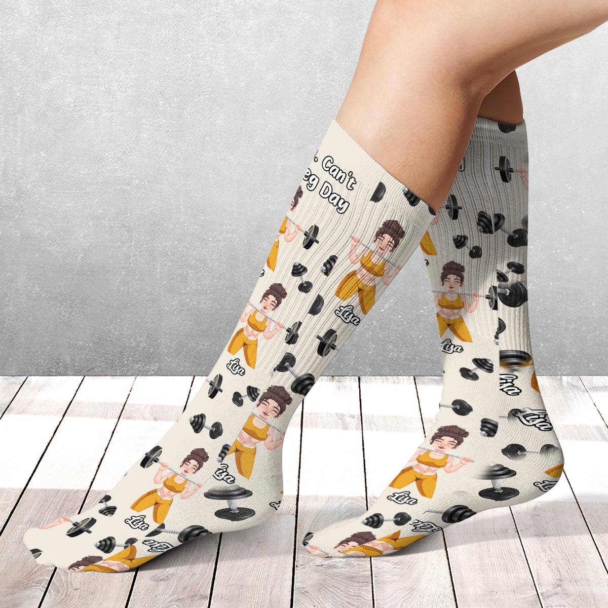 Tut mir leid, geht nicht, heute ist Beintag – personalisierte Fitness-Socken