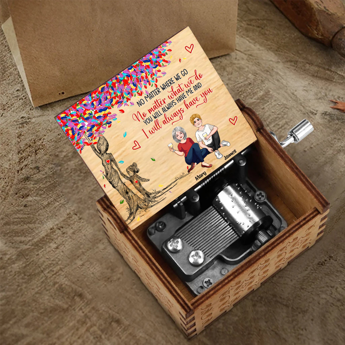 Du bist mein Sonnenschein – Geschenk für Mama, Oma, Sohn, Enkelin, Enkel, Tochter – Personalisierte Spieluhr mit Handkurbel