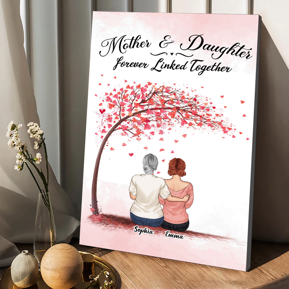 Für immer verbunden – Geschenk für Mama, Tochter, Sohn – Personalisierte Leinwand und Poster
