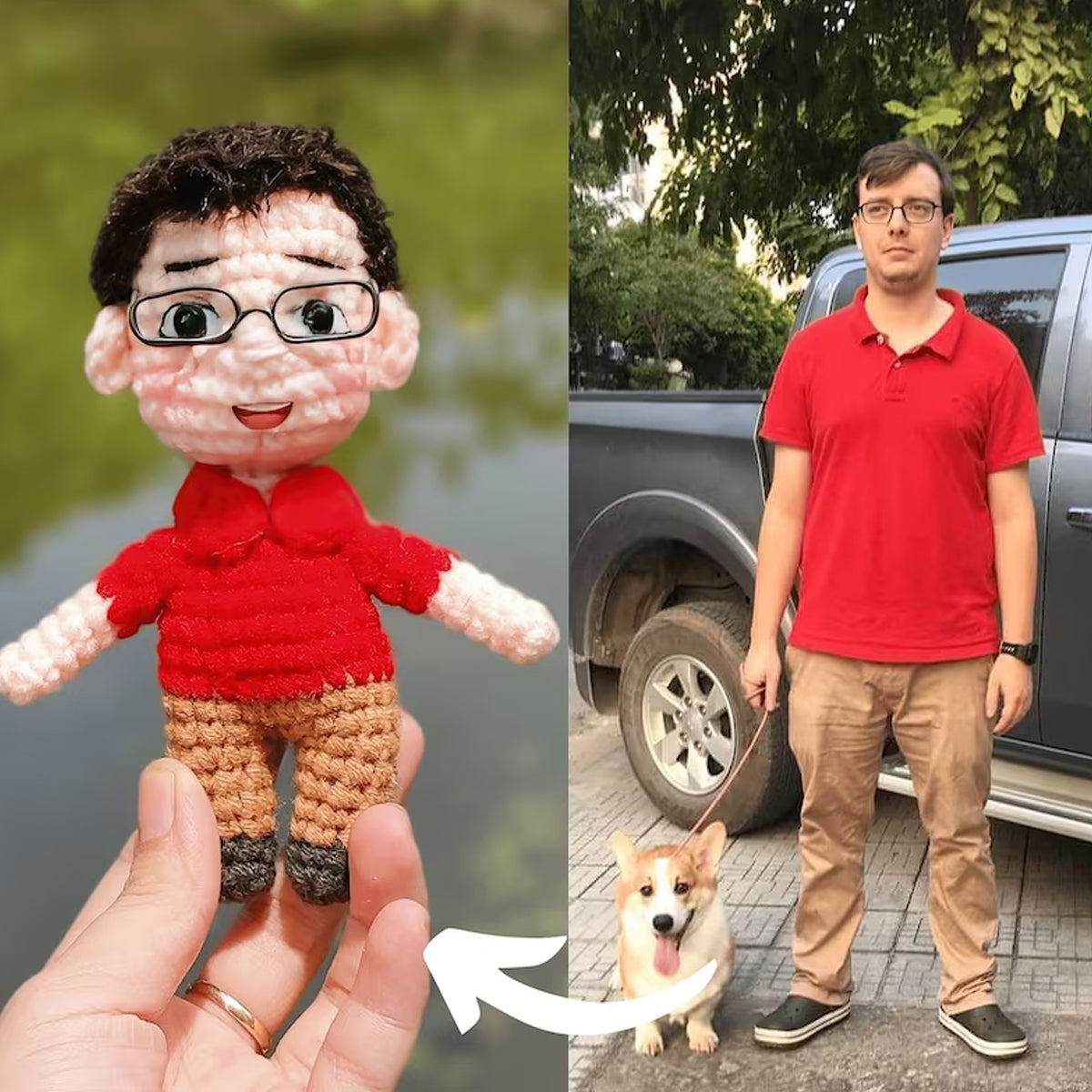 Handgestrickte Puppe nach Foto – Personalisierte handgestrickte Paarpuppe