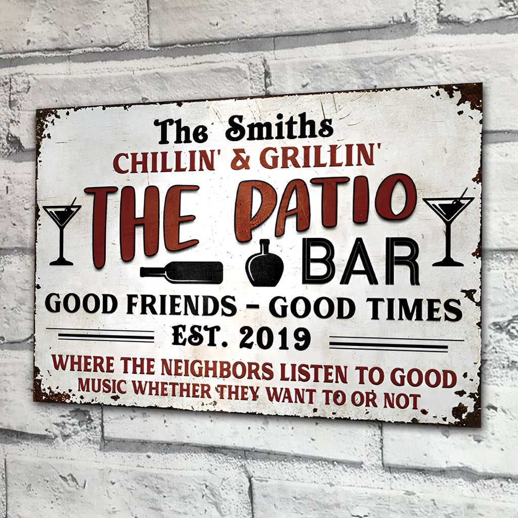 Chilling And Grilling - Personalized Backyard Rectangle Metal Sign