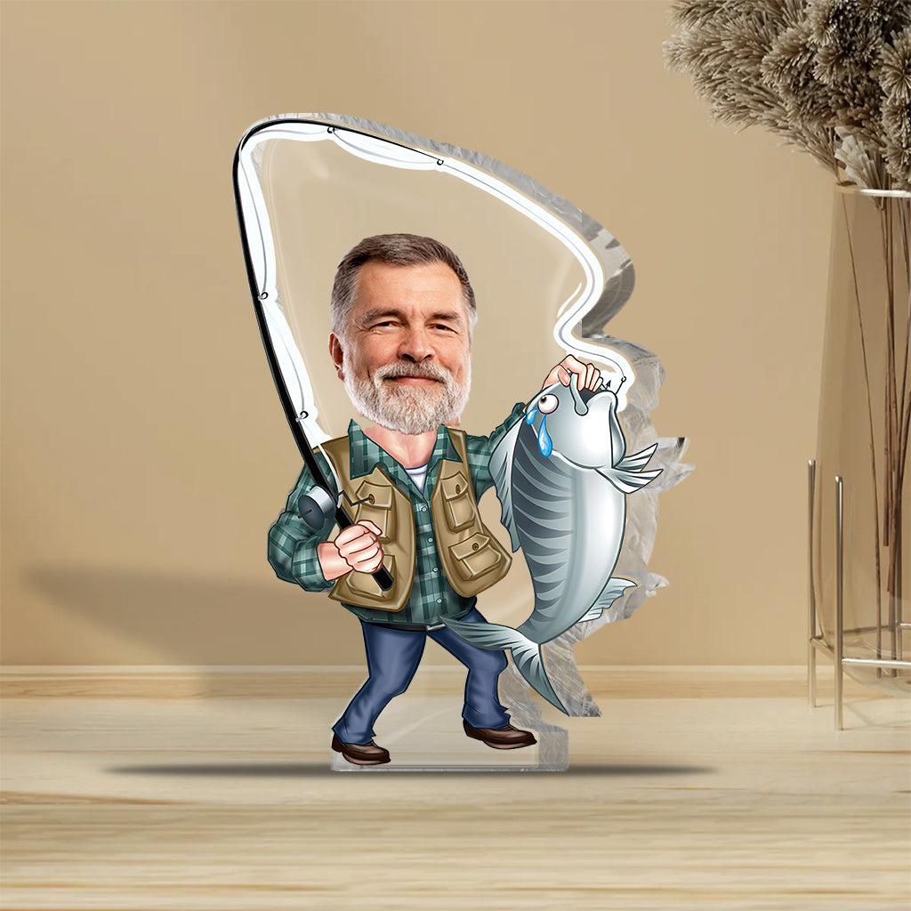 Angelbegeisterung – Personalisierte Acrylplakette in individueller Angelform