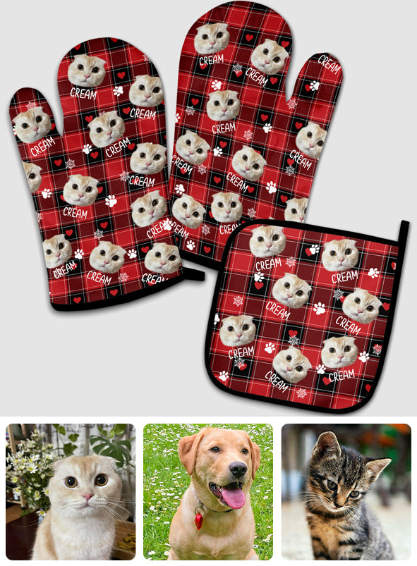 Personalisierte Haustierdecke mit Foto – Geschenk für Katzen- und Hundeliebhaber – Personalisierte Topflappen und Ofenhandschuhe
