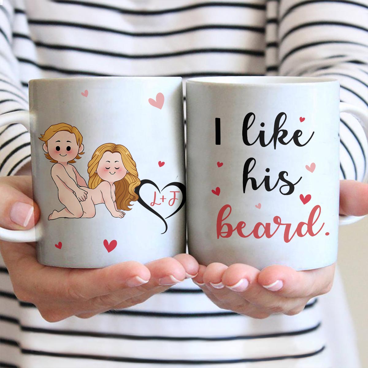I Like His Beard I Like Her Butt - Personalized Couple Mug