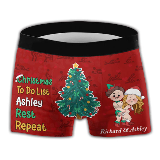 Weihnachts-To-Do-Liste – Personalisierte Boxershorts für Paare