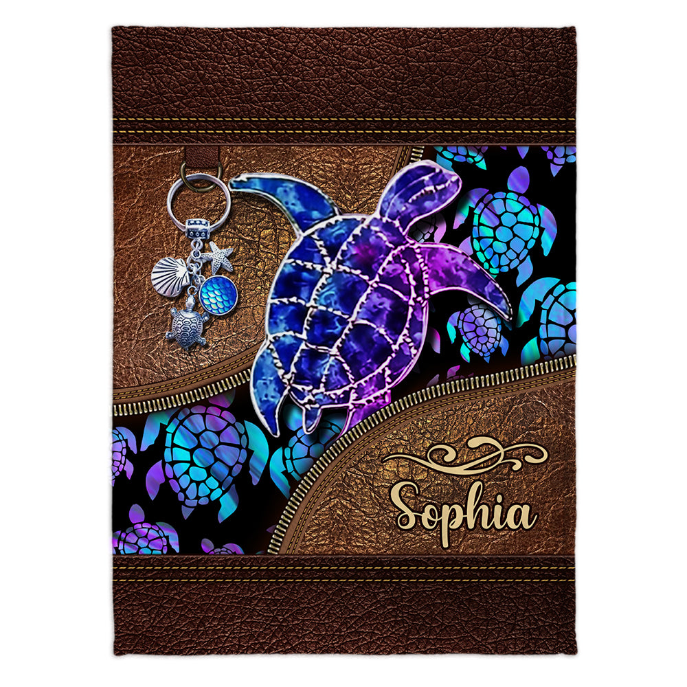Salty Lil' Beach - Personalized Turtle Blanket