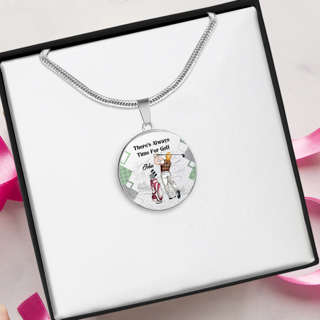 There's Always Time For Golf - Personalized Golf Round Pendant Necklace